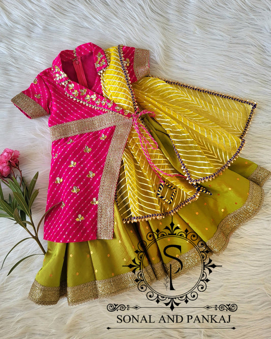 Traditions Of India Kids Moothra Print Indowestern Dress - KD01421