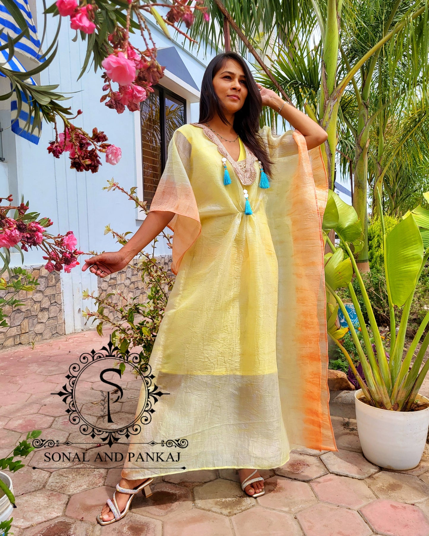 Crushed Organza Resort Wear Kaftan - RW01461
