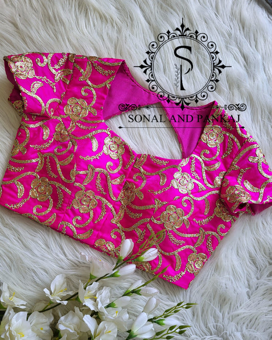 Hot Pink Embroidered Blouse - BL01512