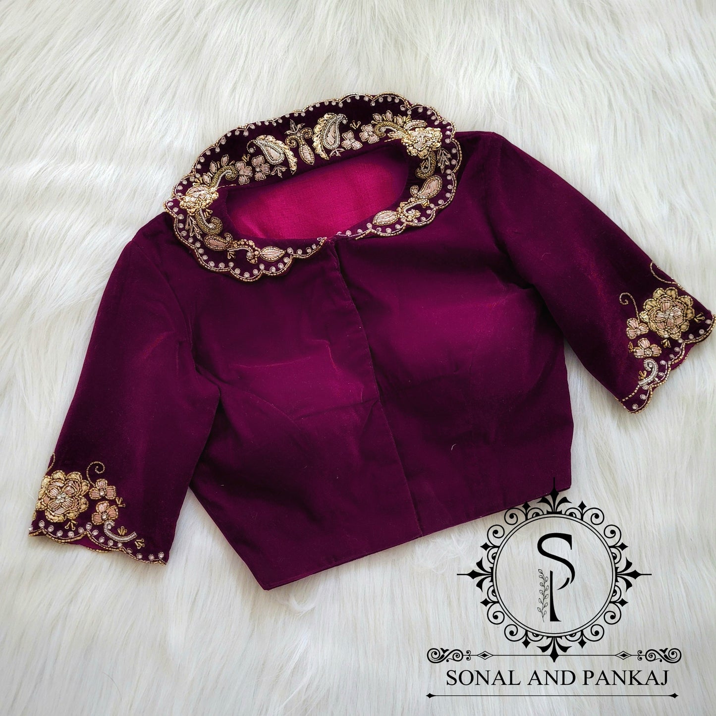 Hand Embroidered Blouse With Pleated Palloo Ready To Wear Saree - SA01498