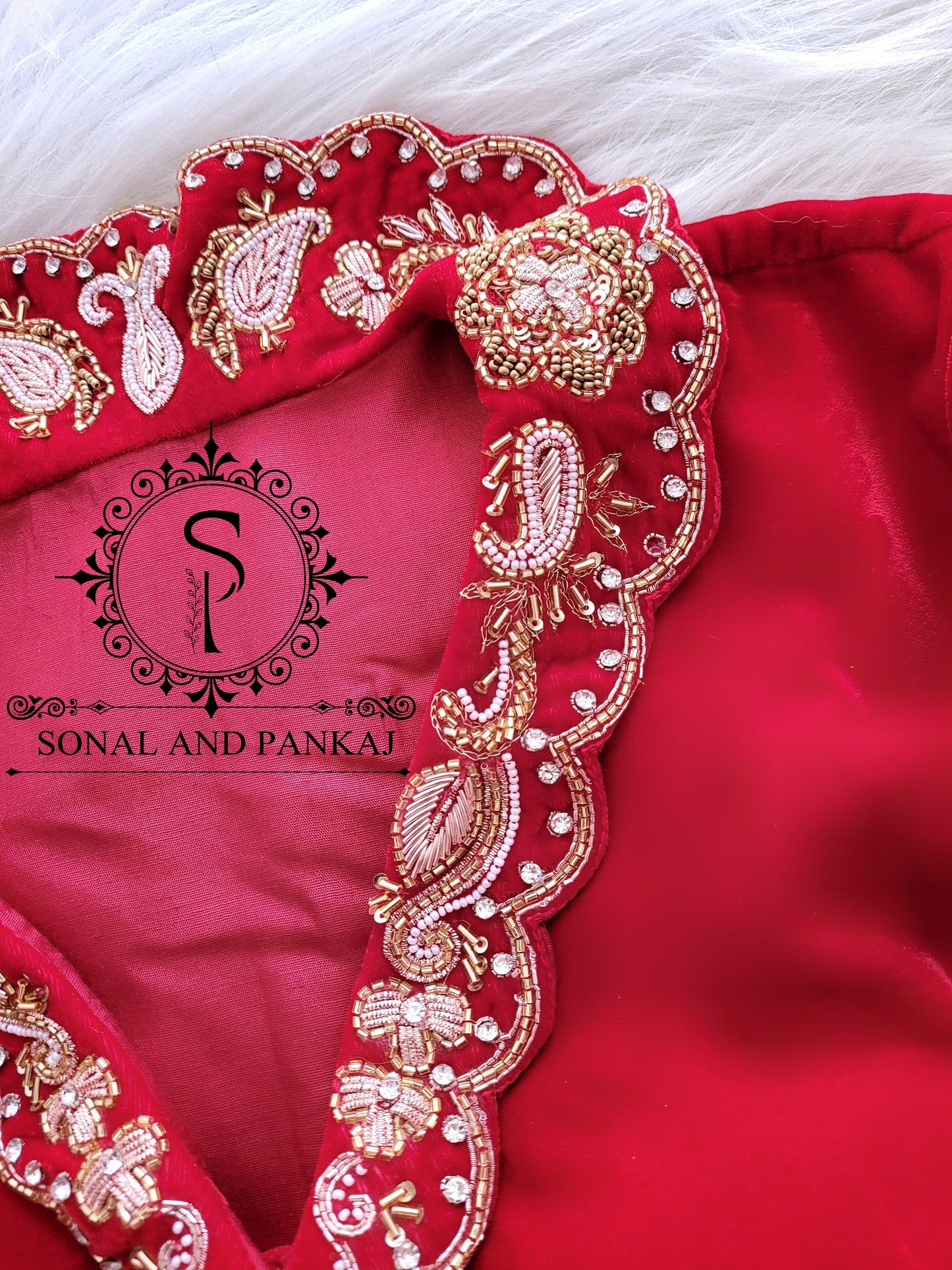 Ready To Wear Red Bandhani Print Saree With Hand Embroidered Blouse - SA01458