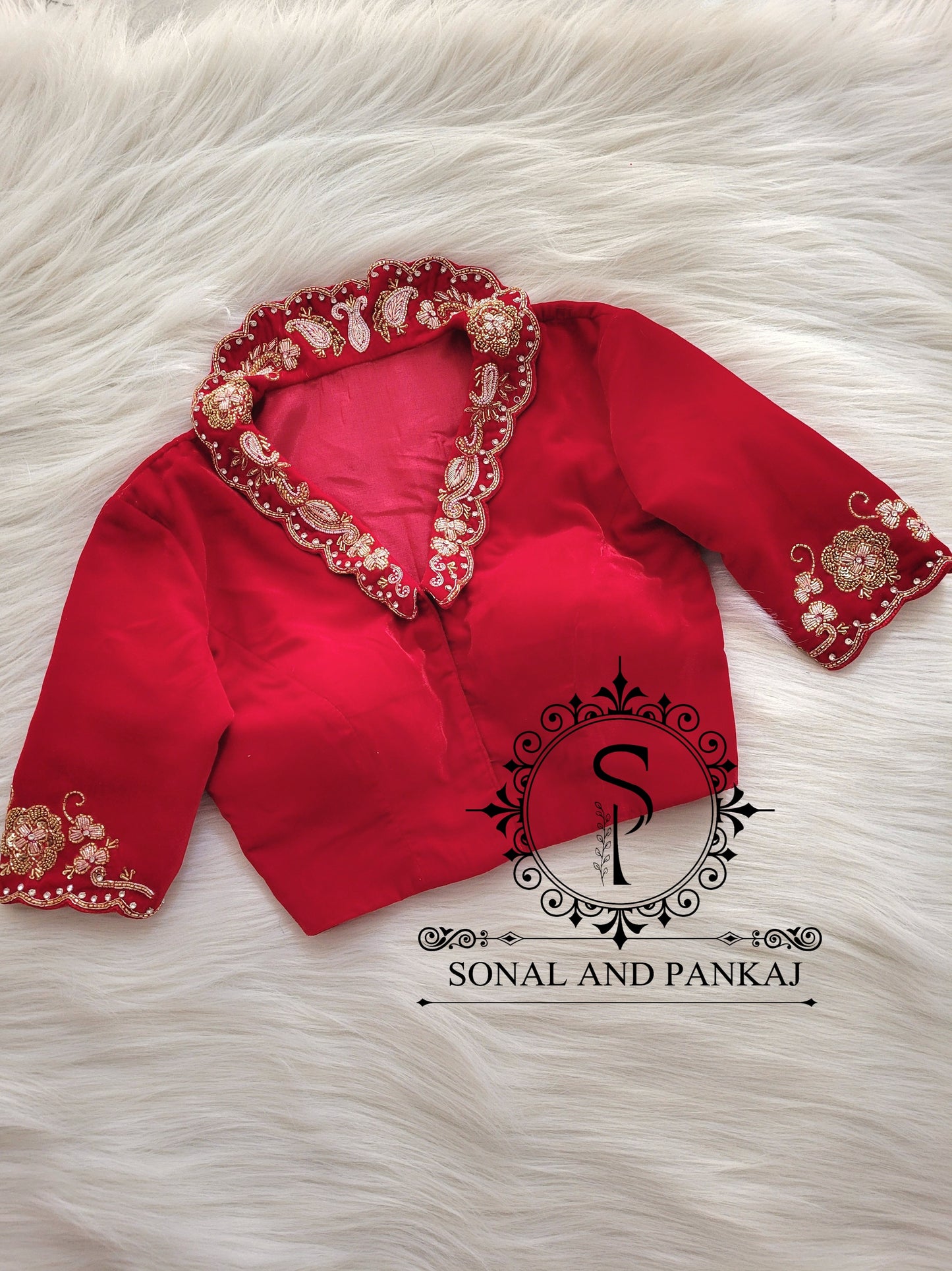 Ready To Wear Red Bandhani Print Saree With Hand Embroidered Blouse - SA01458