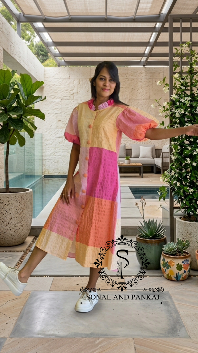 Caftan bleu à imprimé floral - RW01098