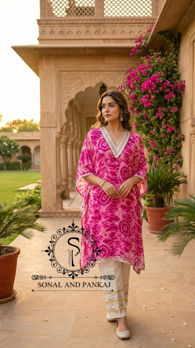 Caftan bleu à imprimé floral - RW01098