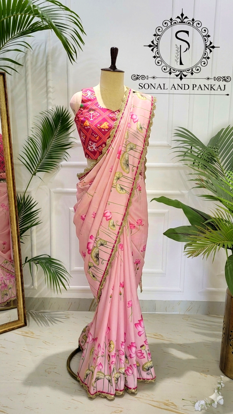 Peach Pichwai Print Saree Only - SA01548P (Without Blouse)