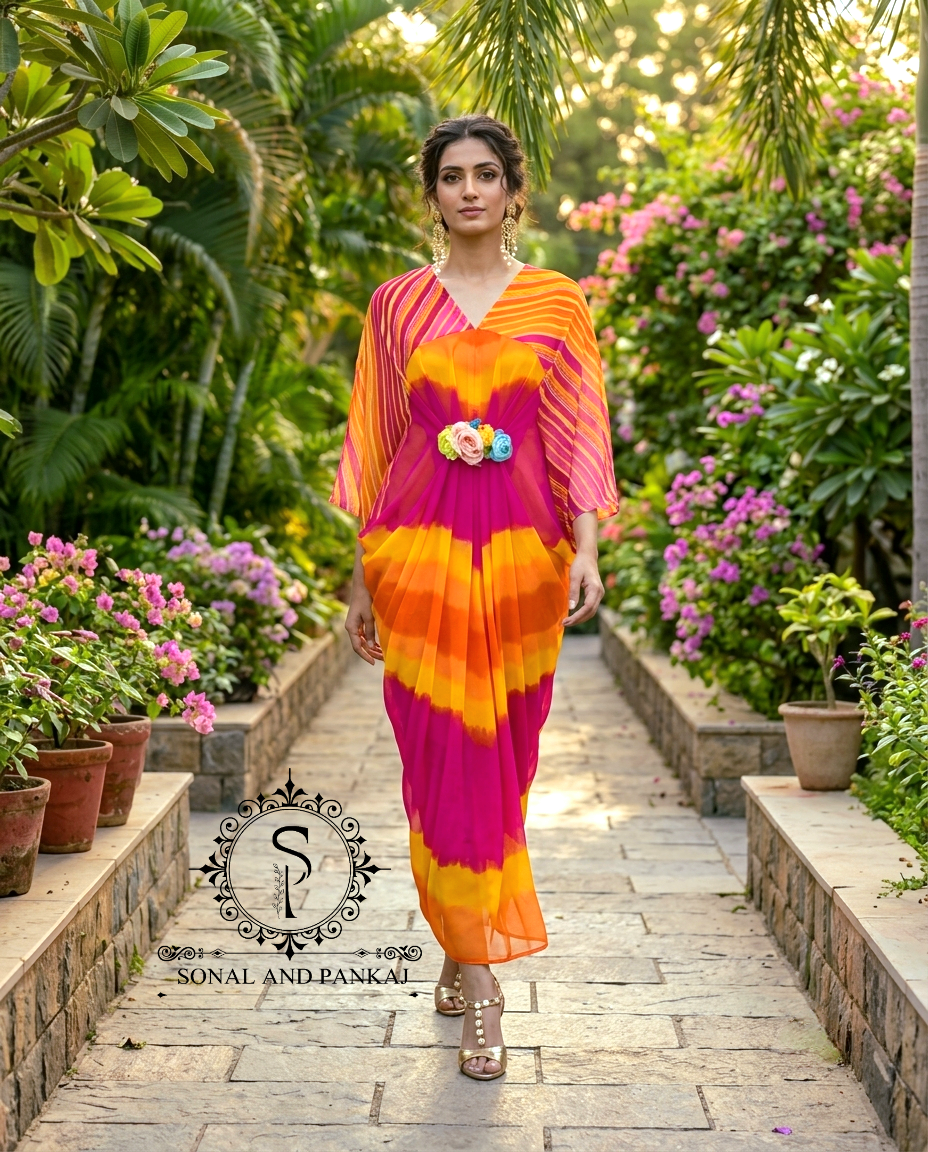 Pushpa - The Designer Leheriya Kaftan - RW01745
