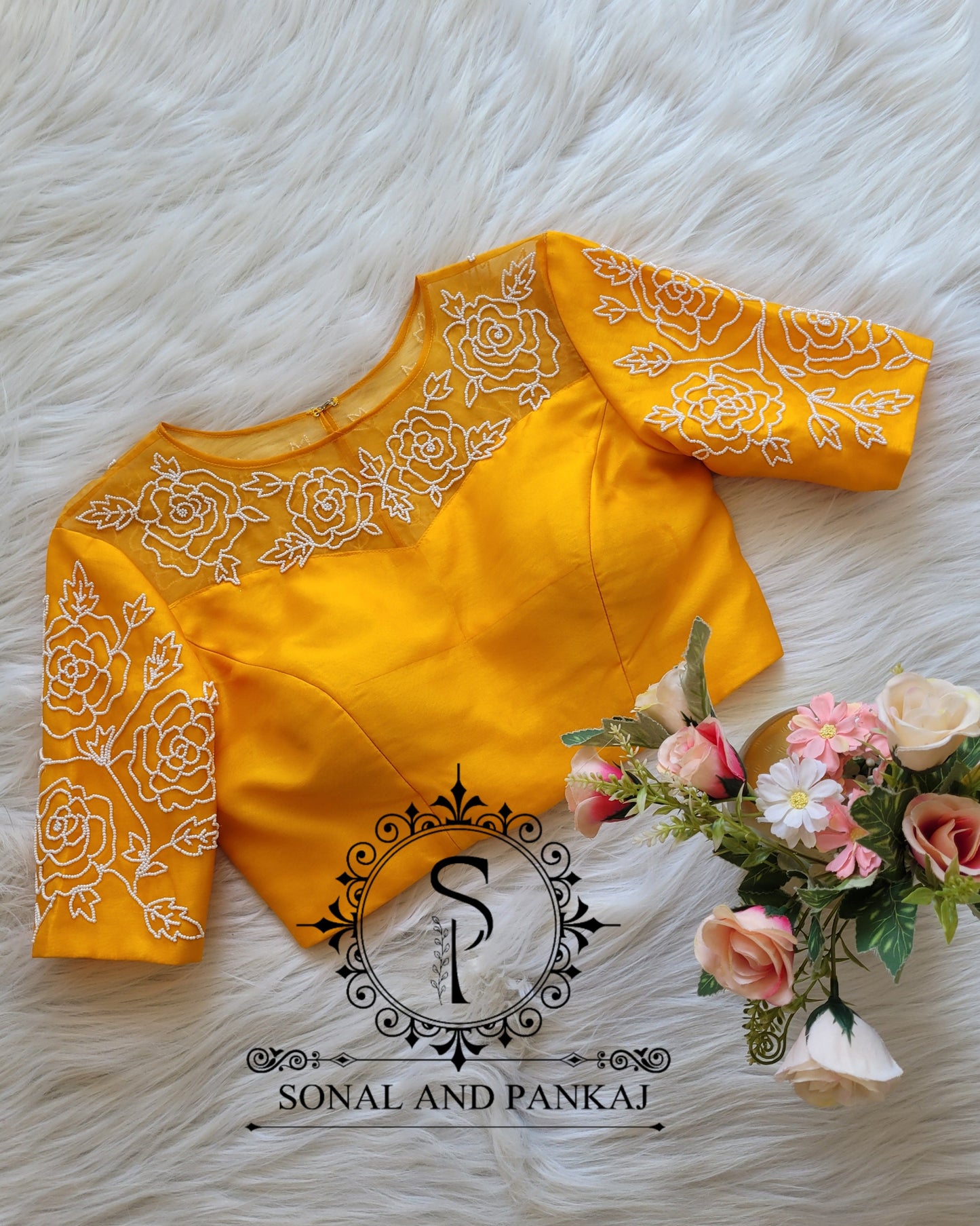 Yellow Hand Embroidered Blouse - BL01038Y