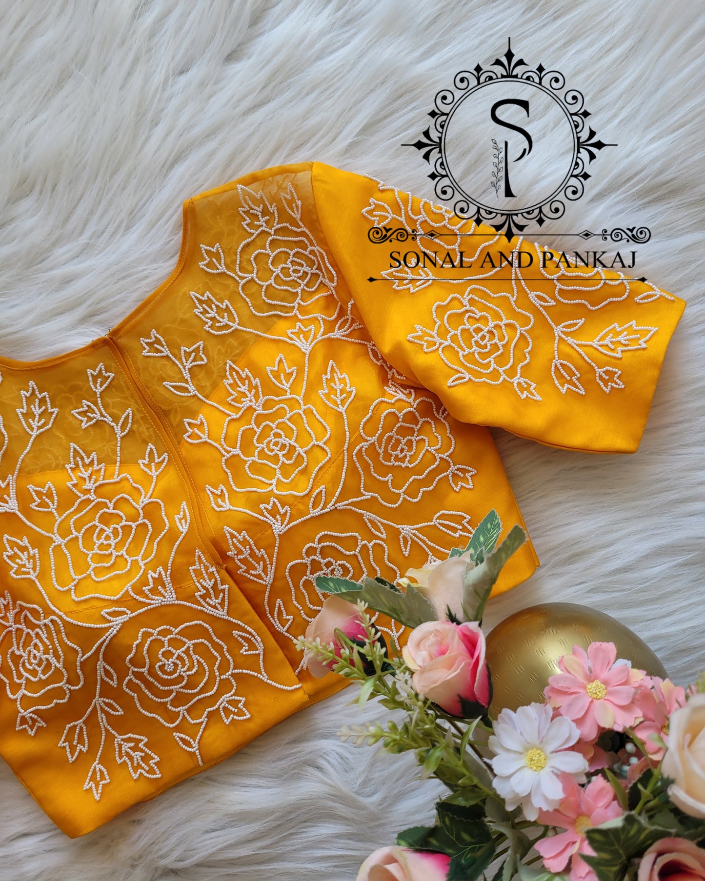 Yellow Hand Embroidered Blouse - BL01038Y