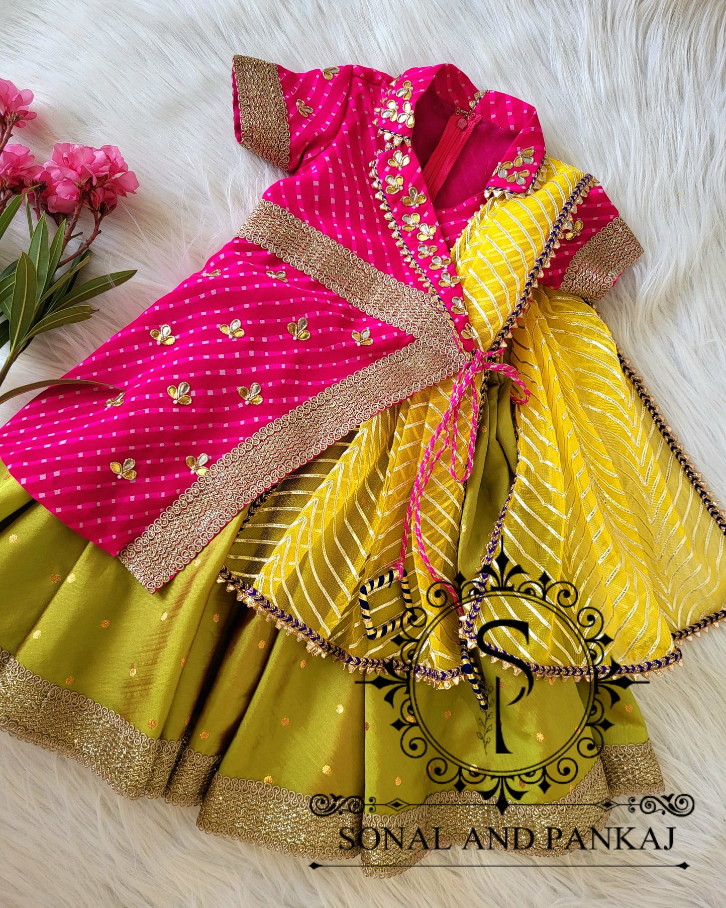 Traditions Of India Kids Moothra Print Indowestern Dress - KD01421