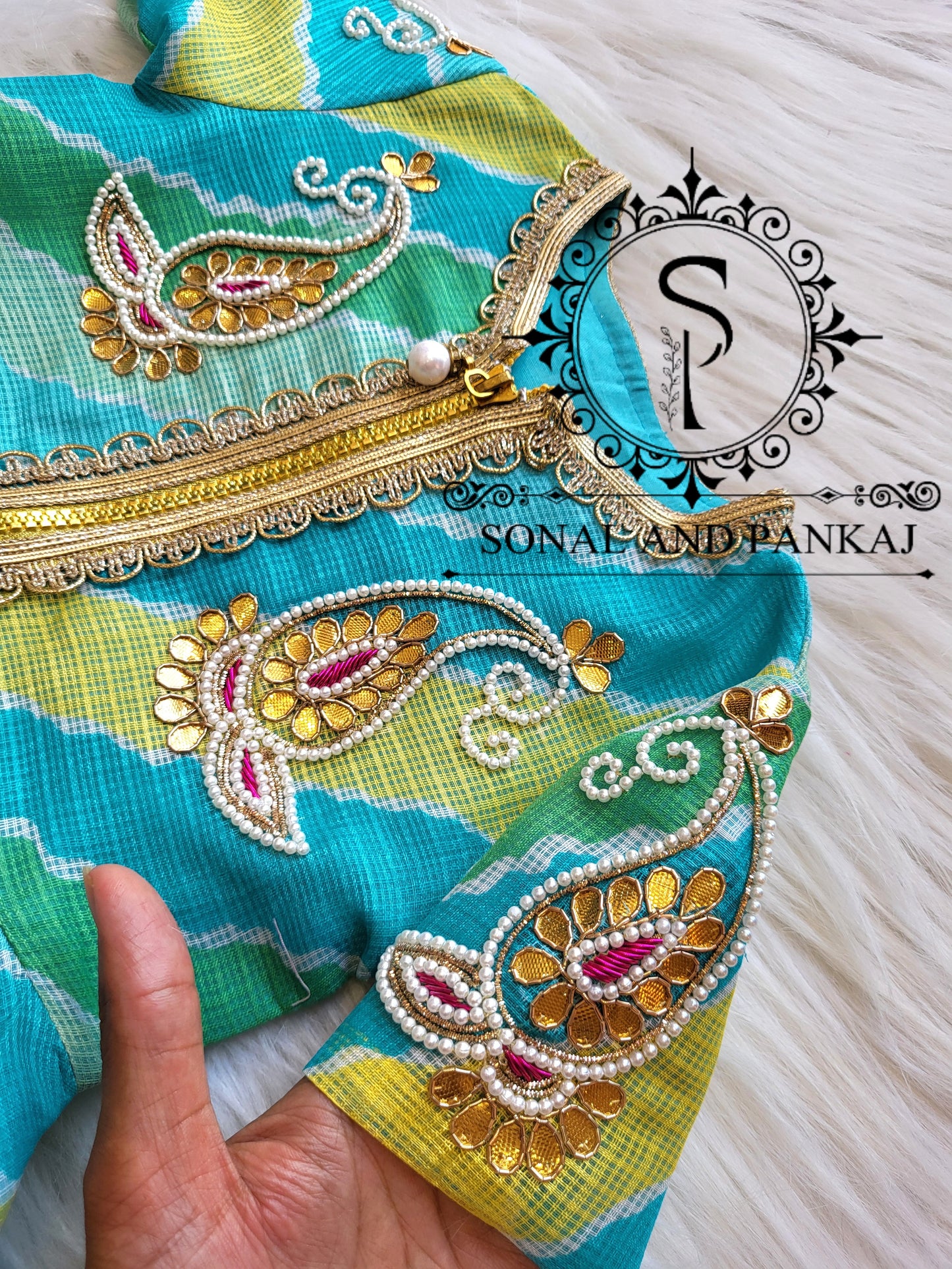 Blue & Green Kids Lehenga Choli - KD01425