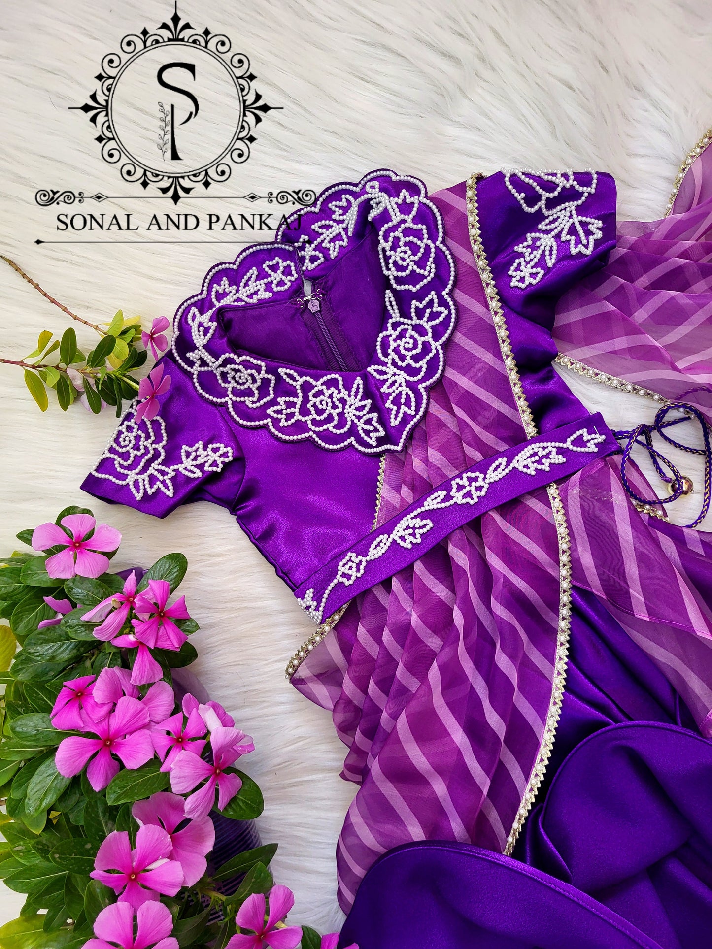 Purple Ready To Wear Kids Gown Saree - KD01426