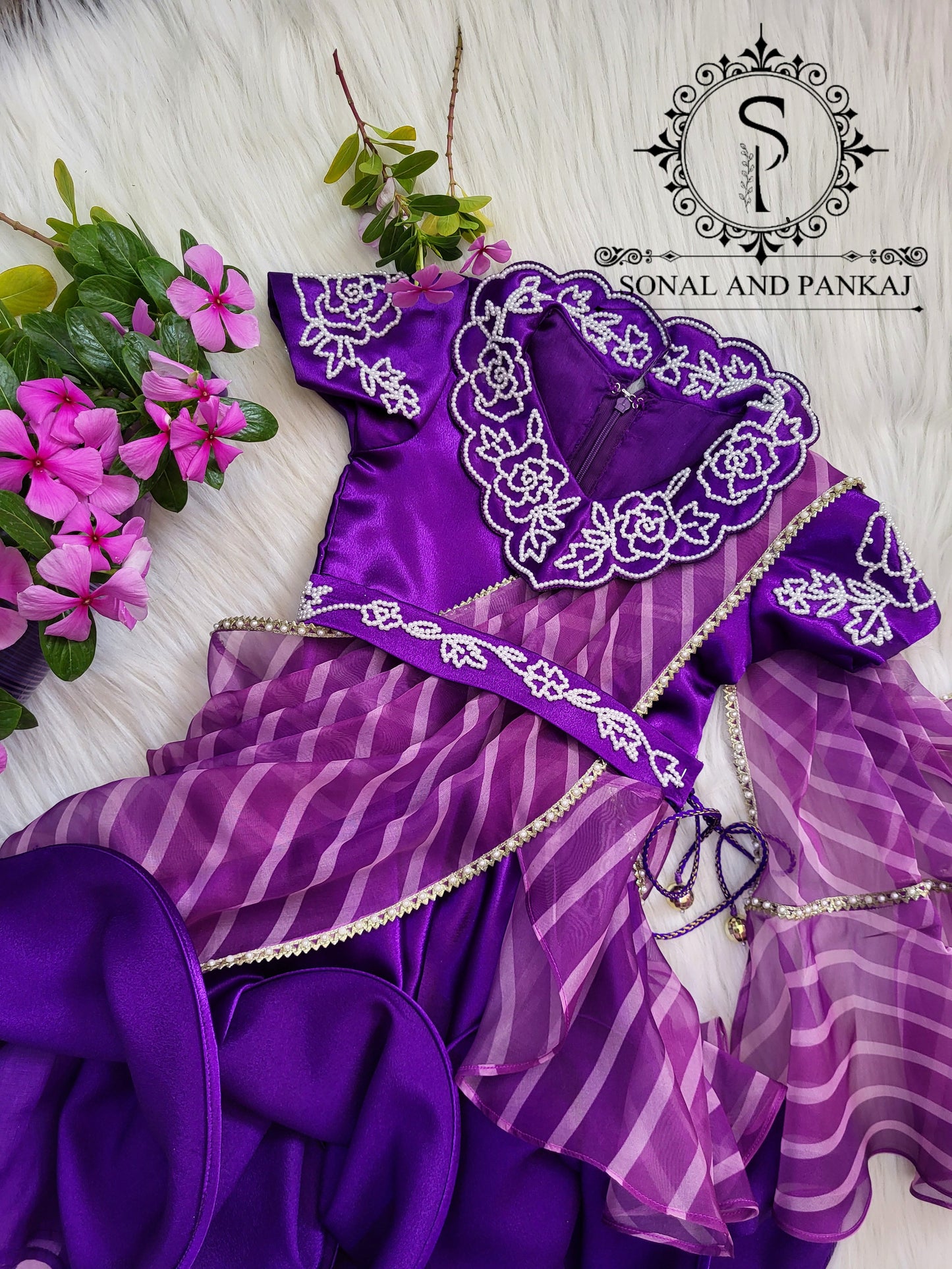 Purple Ready To Wear Kids Gown Saree - KD01426