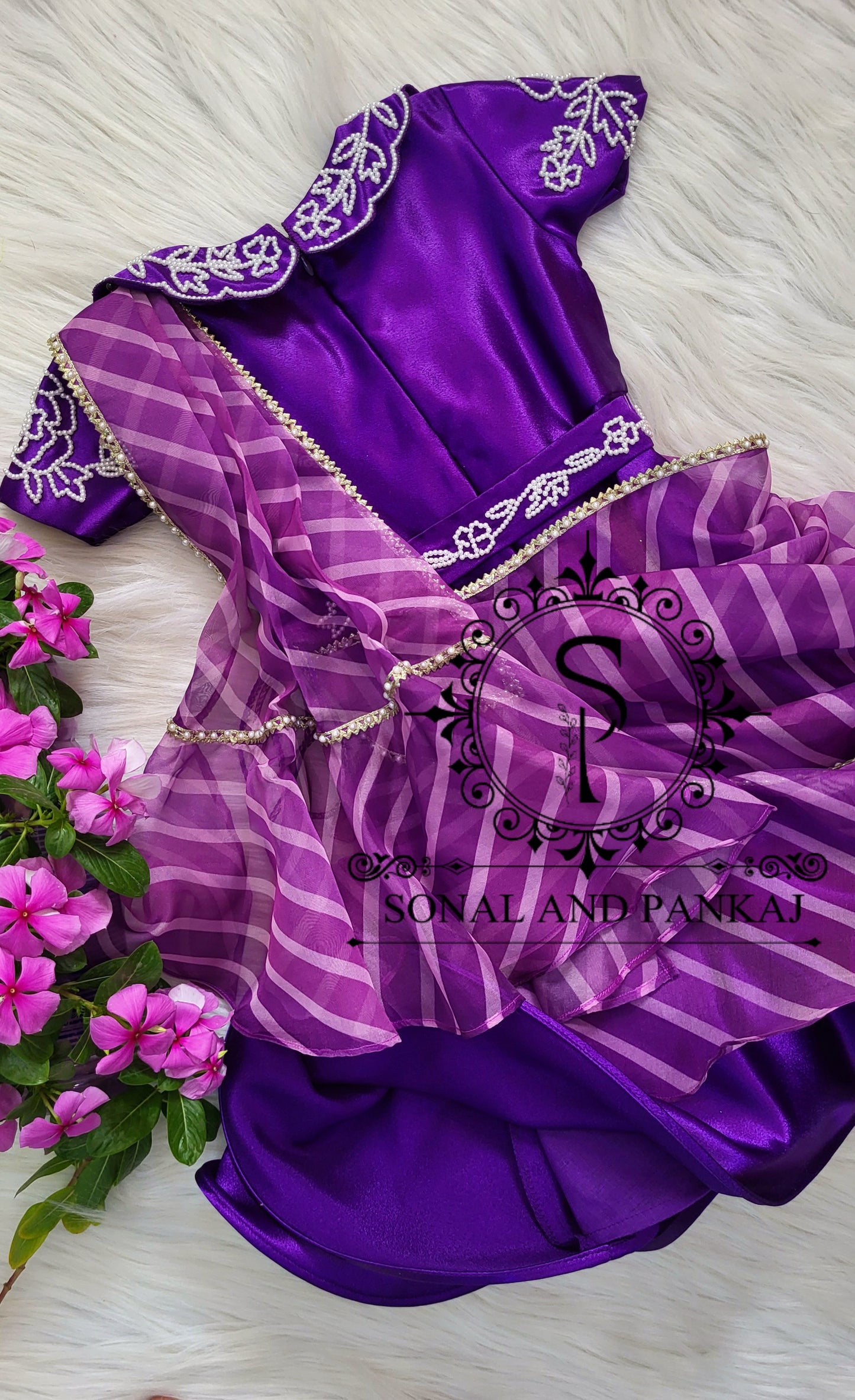 Purple Ready To Wear Kids Gown Saree - KD01426