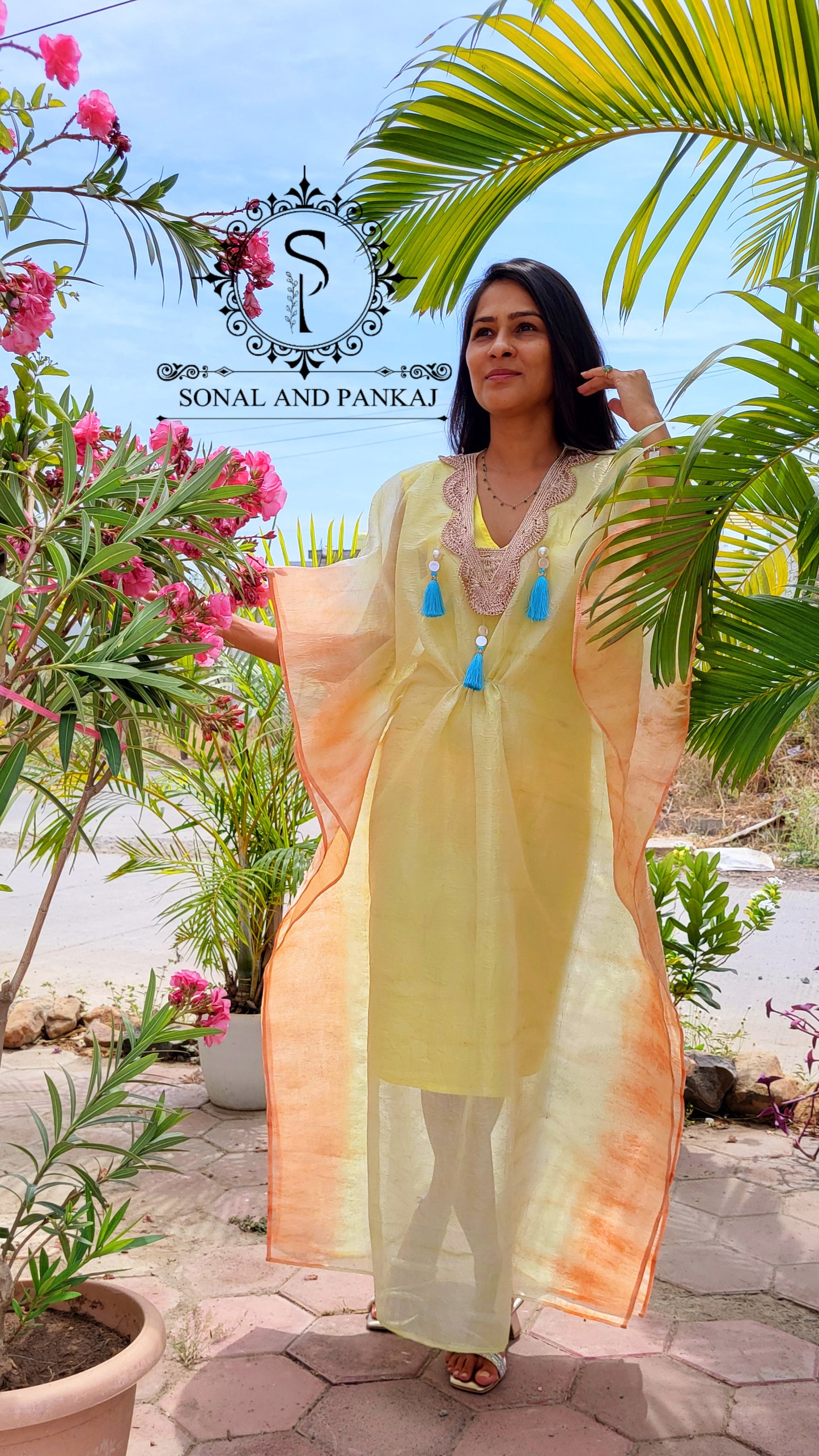 Crushed Organza Resort Wear Kaftan - RW01461