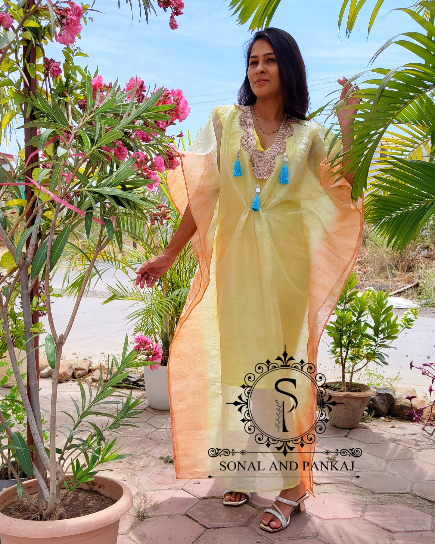Crushed Organza Resort Wear Kaftan - RW01461