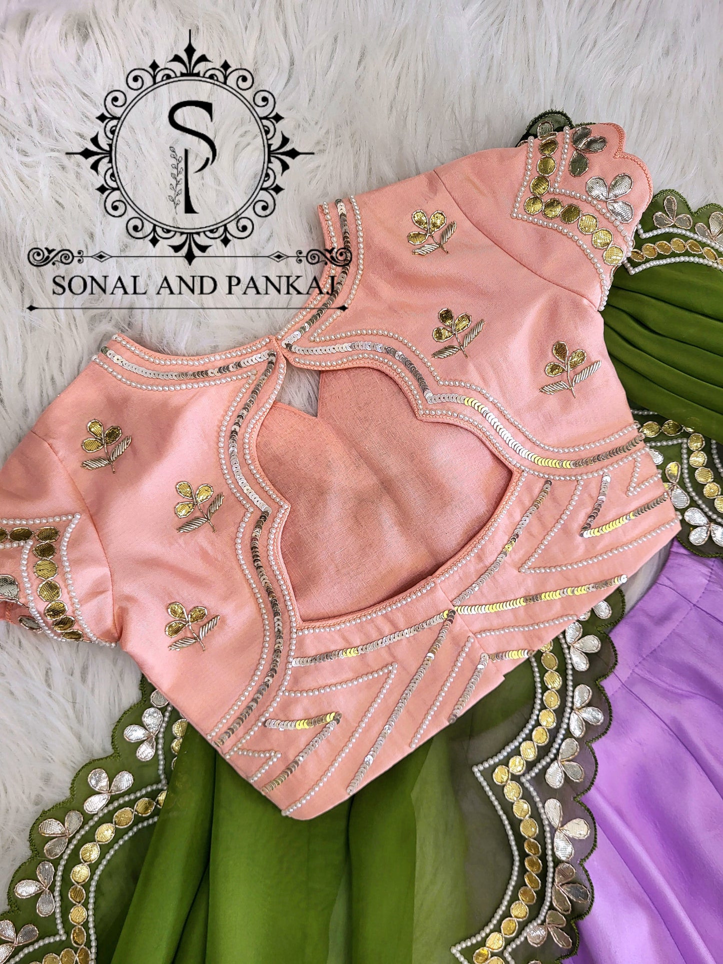 Kids Gotta Patti Hand Embroidered Duppatta With Blouse & Lehenga - KD01583