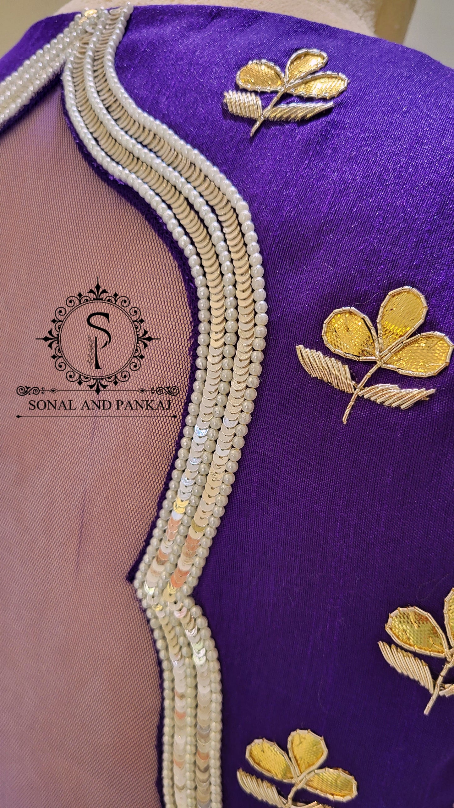 Nisha - Purple Gotta Patti Hand Embroidered Blouse & Designer Saree - SA01585