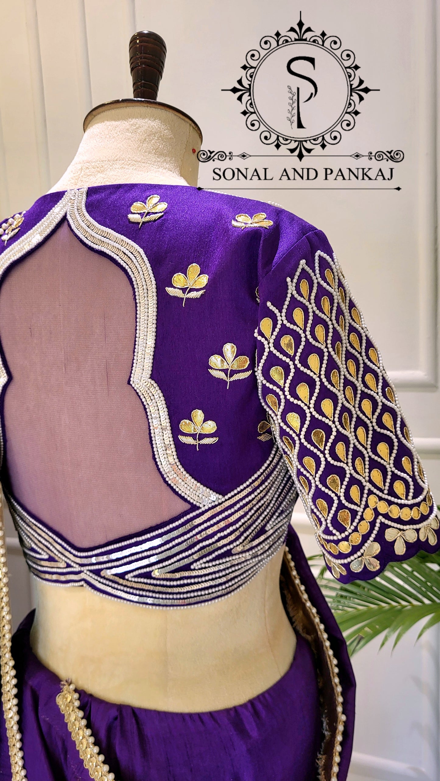 Nisha - Purple Gotta Patti Hand Embroidered Blouse & Designer Saree - SA01585