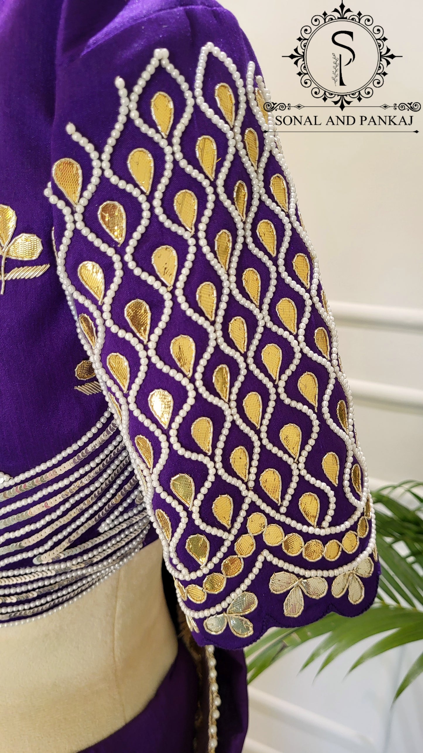 Nisha - Purple Gotta Patti Hand Embroidered Blouse & Designer Saree - SA01585