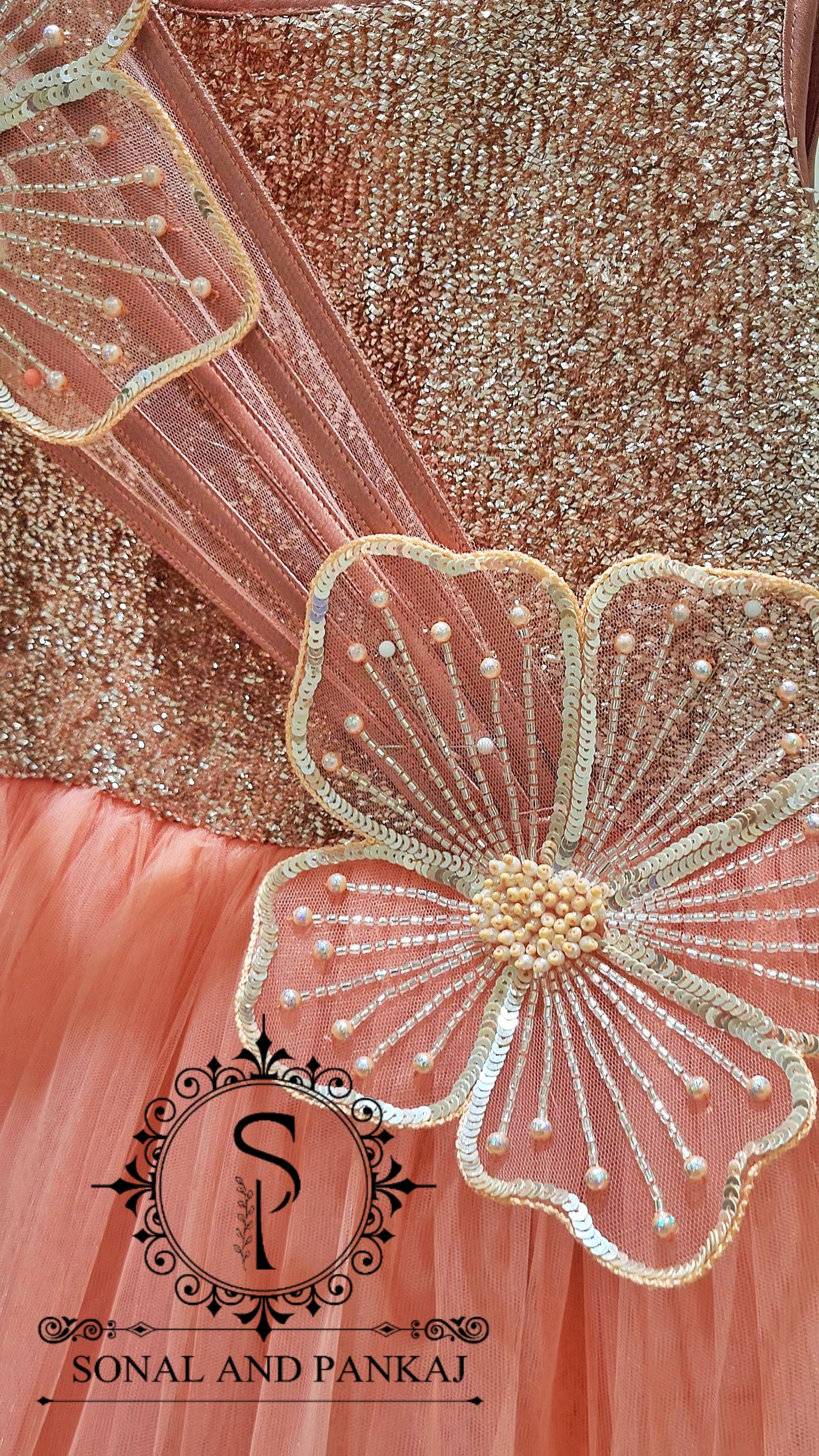 Anna - Peach Floral Blossom Gown - KD01588