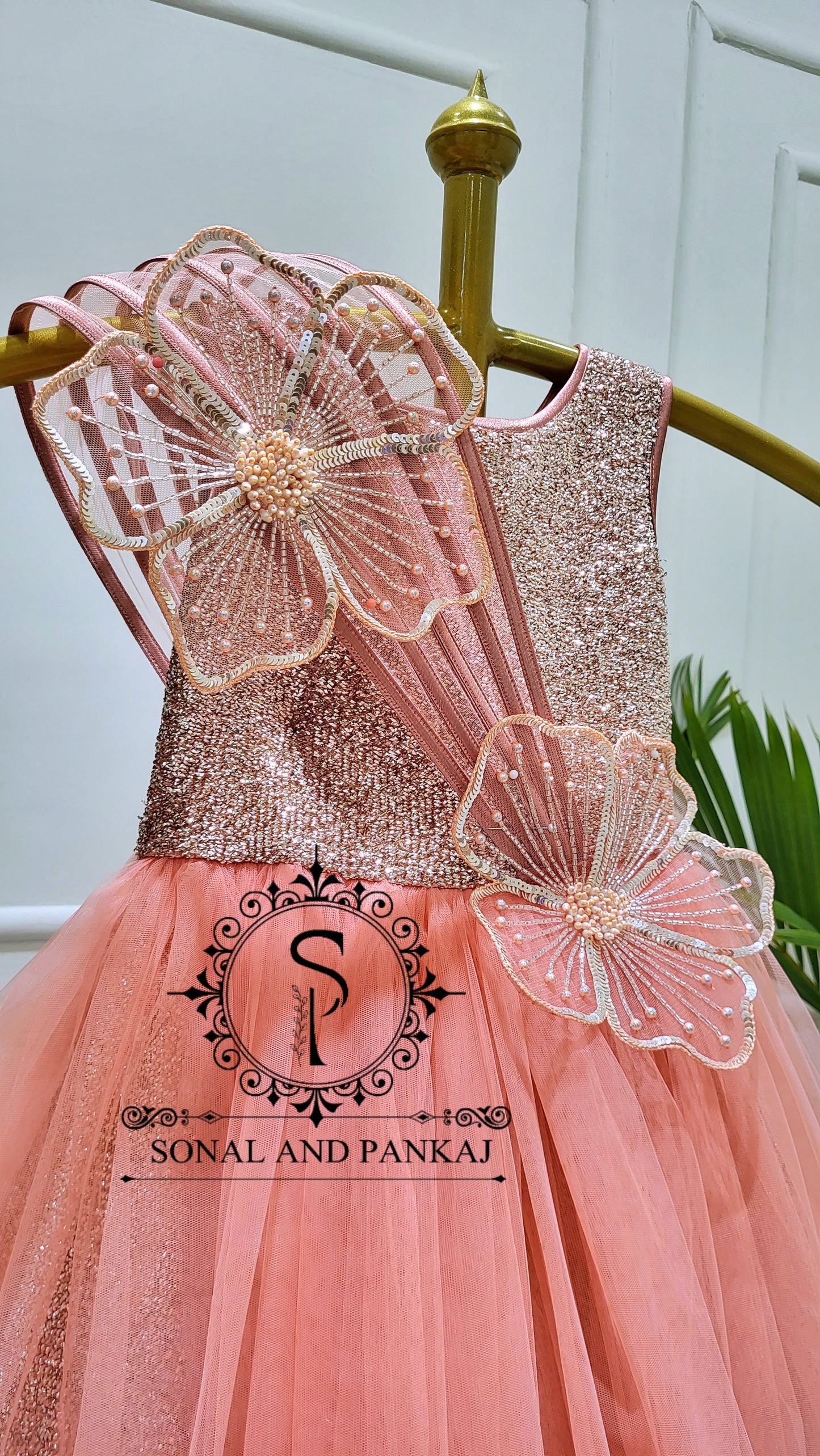 Anna - Peach Floral Blossom Gown - KD01588