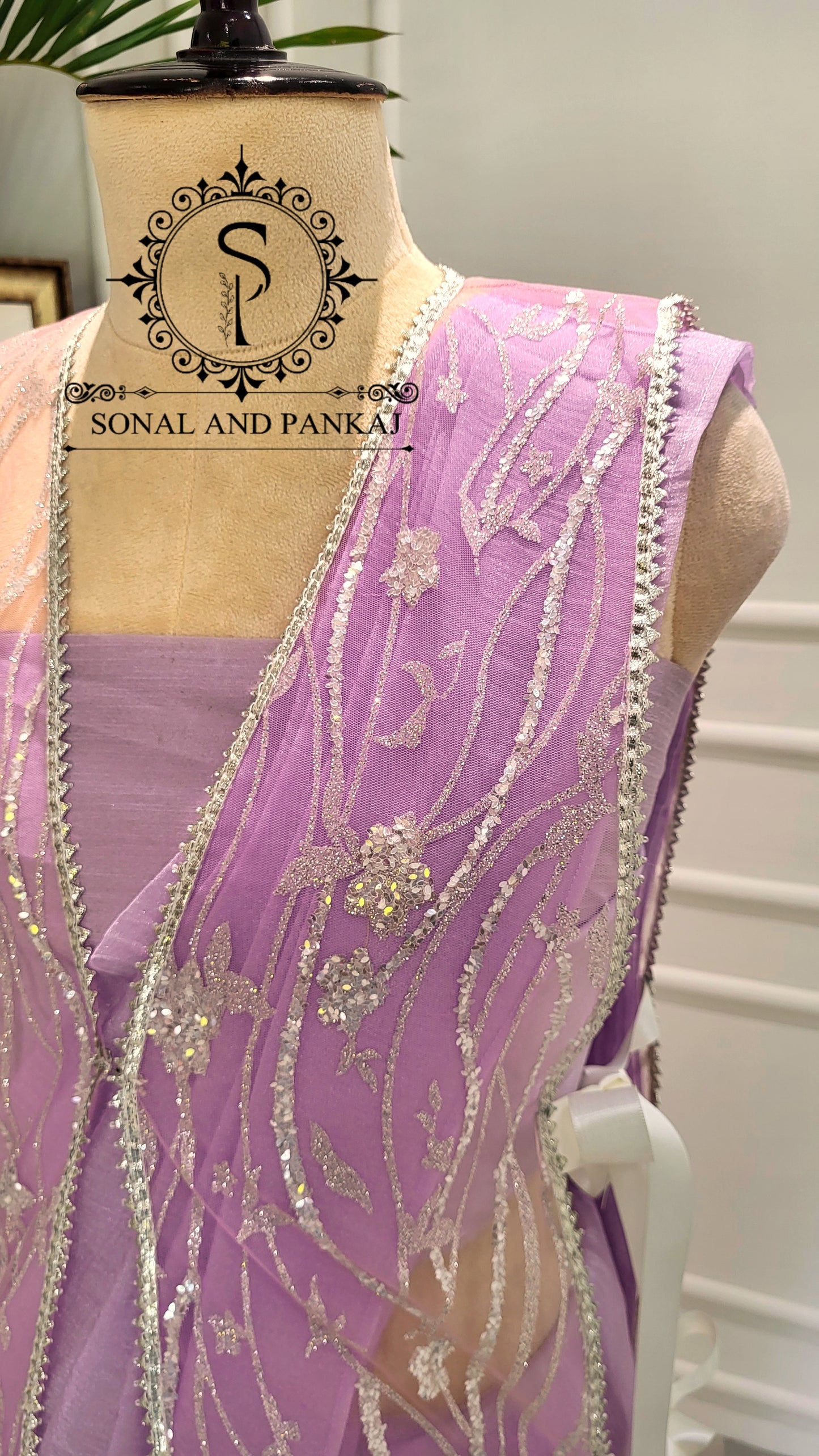 Galaxy - Pre-pleated Jacket Saree - SA01597 (Lavender)