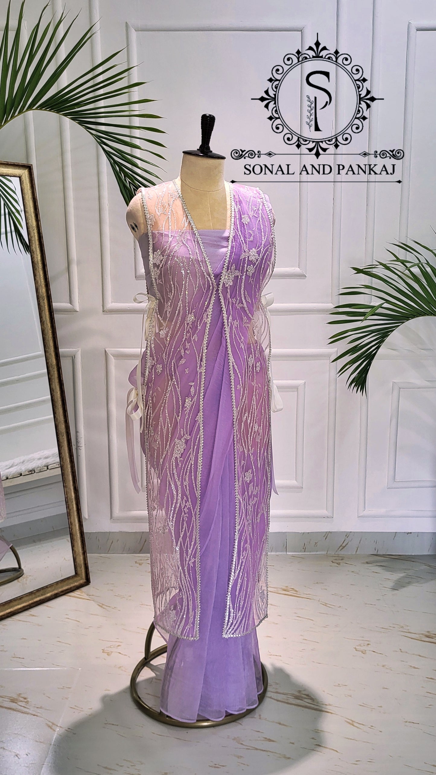 Galaxy - Pre-pleated Jacket Saree - SA01597 (Lavender)