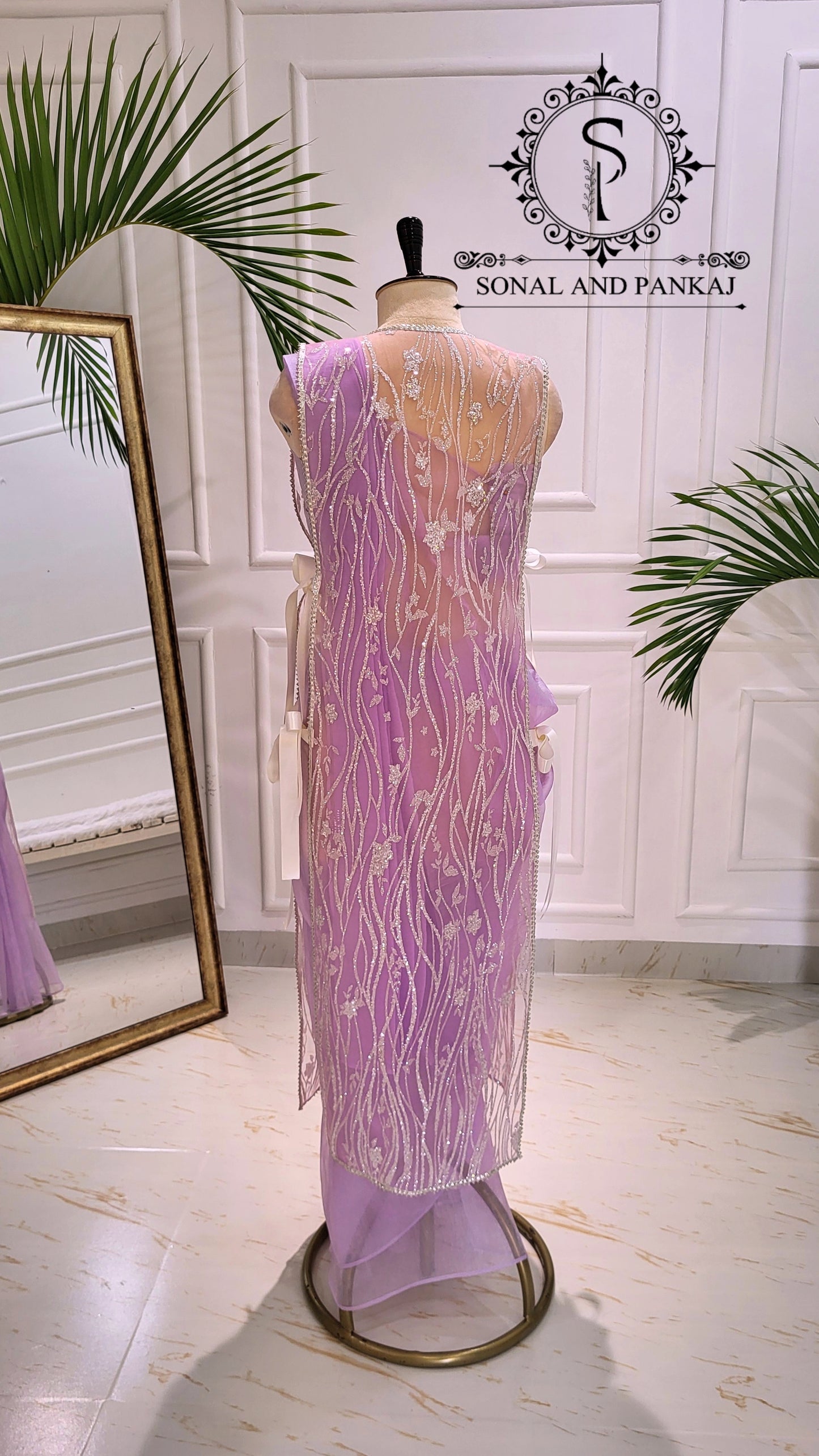 Galaxy - Pre-pleated Jacket Saree - SA01597 (Lavender)