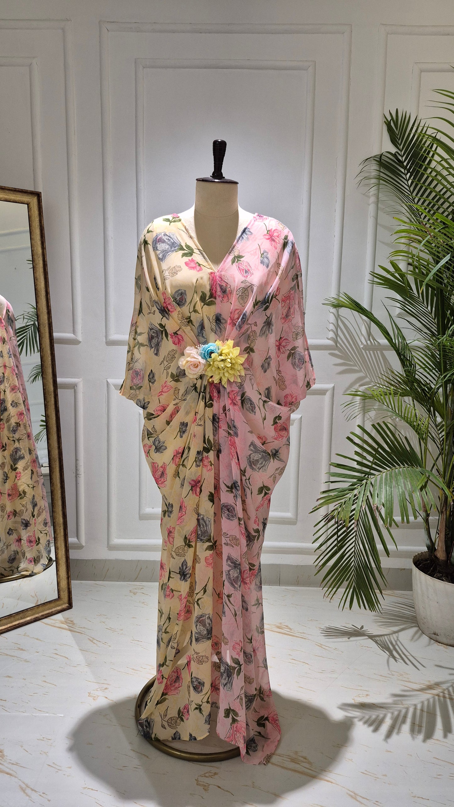 Caftan bleu à imprimé floral - RW01098