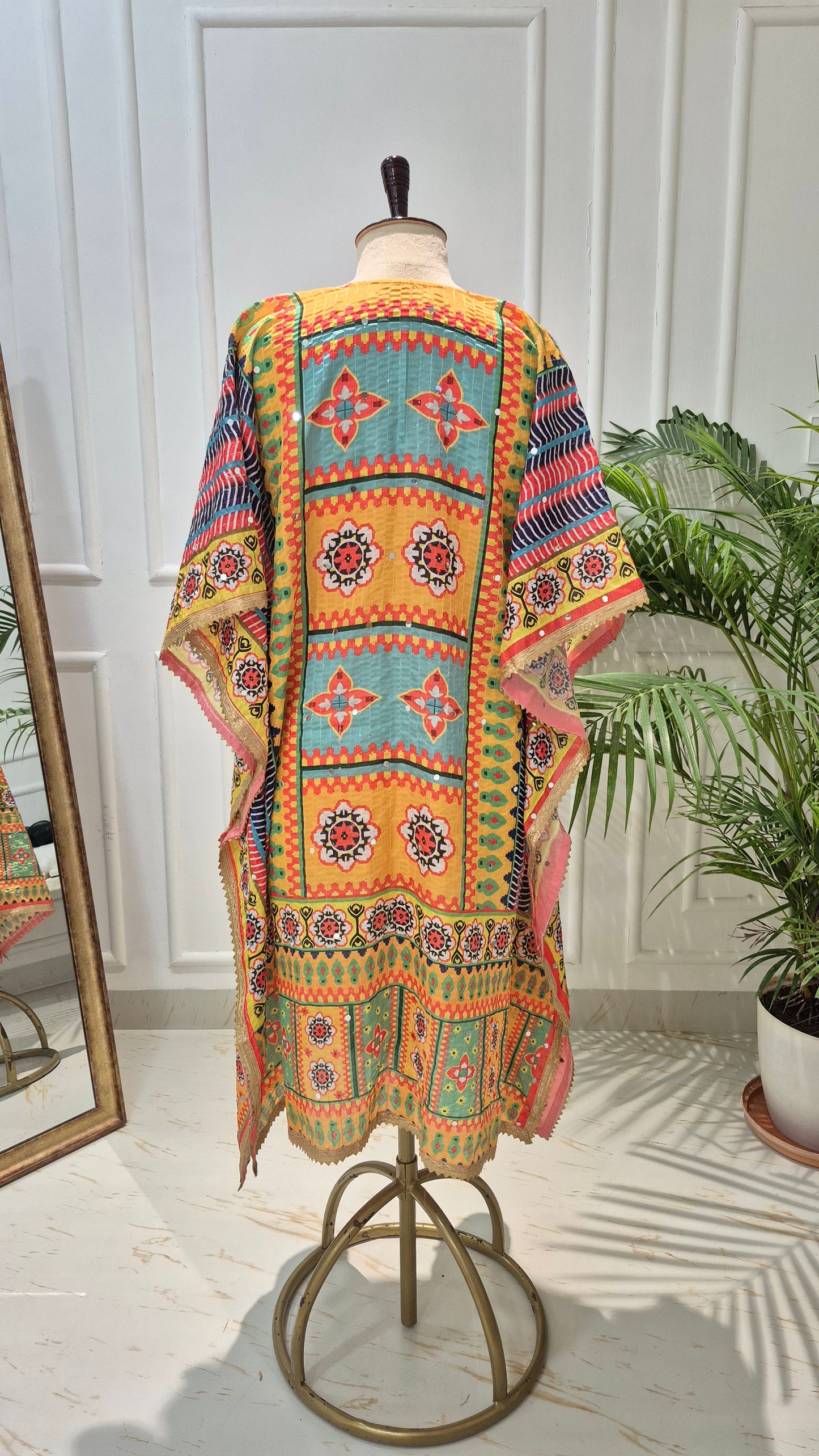 Caftan bleu à imprimé floral - RW01098
