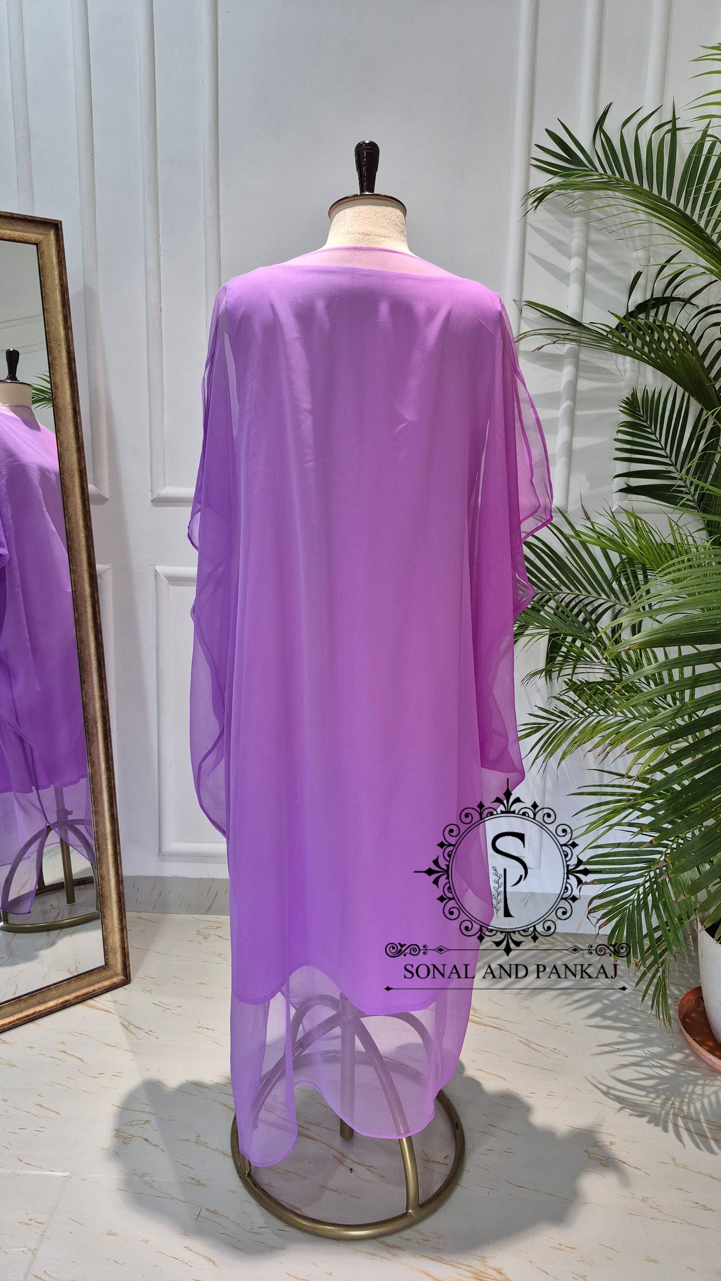 Caftan bleu à imprimé floral - RW01098
