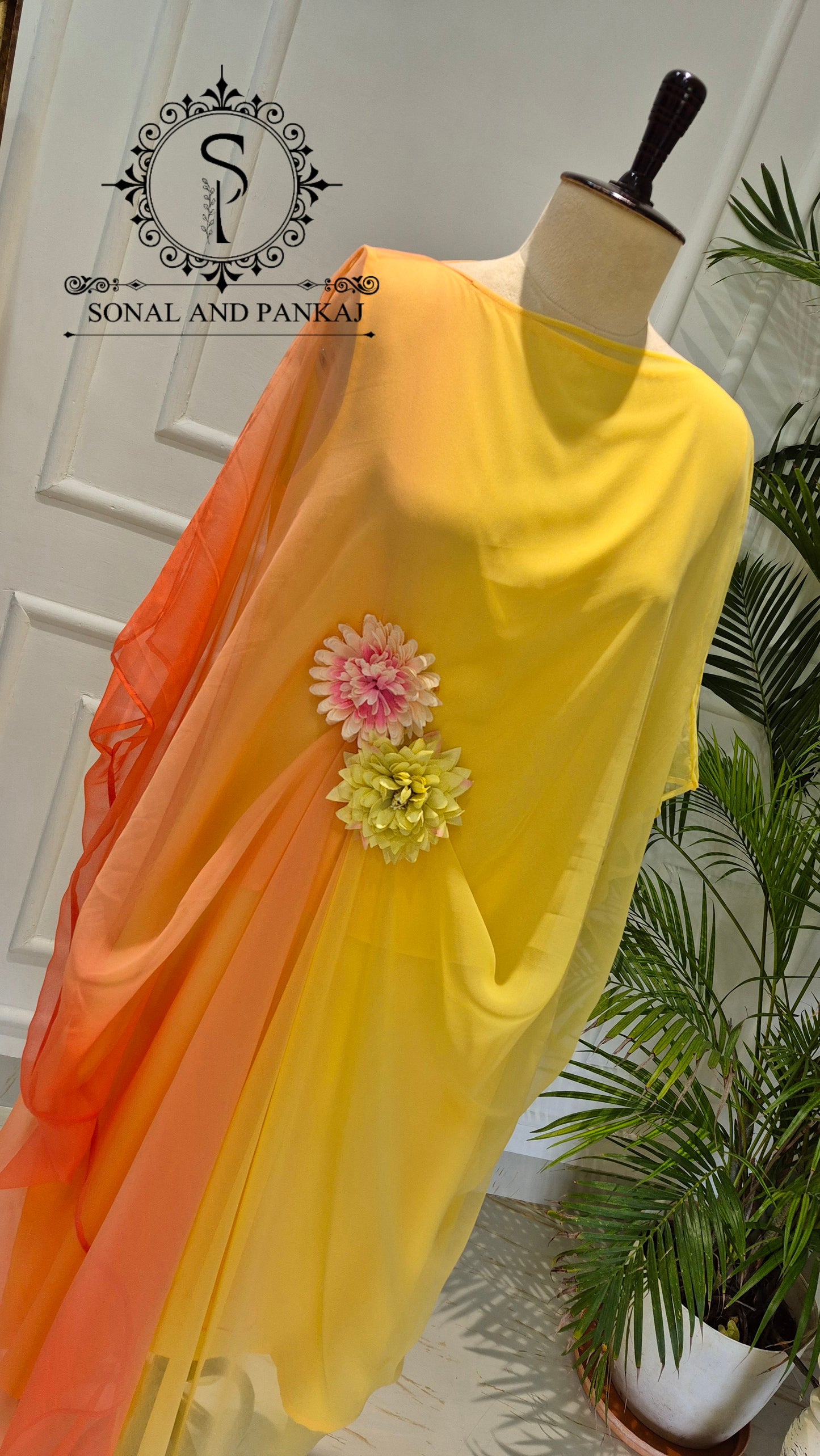 Rangrez - The Designer Ombre Kaftan - RW01769(Yellow)