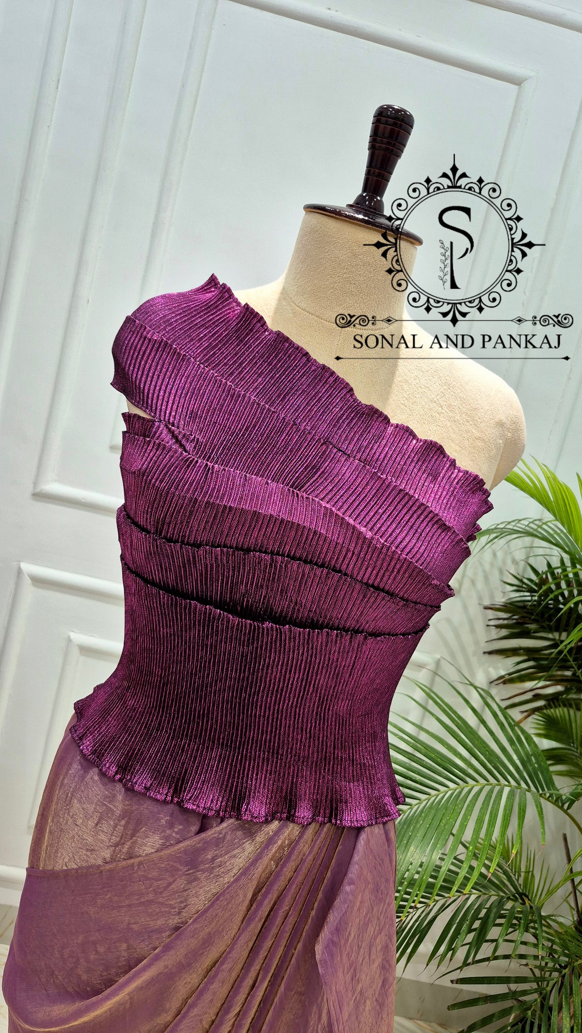 Desi Girl Vibe - Imperial Plum Stretchable Top Only - BL01825 (Without Saree)