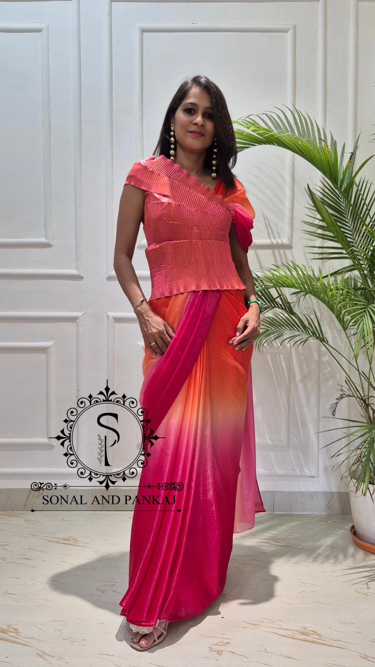Desi Girl Vibe - Roohafza Pre-Pleated Saree & Top - SA01858