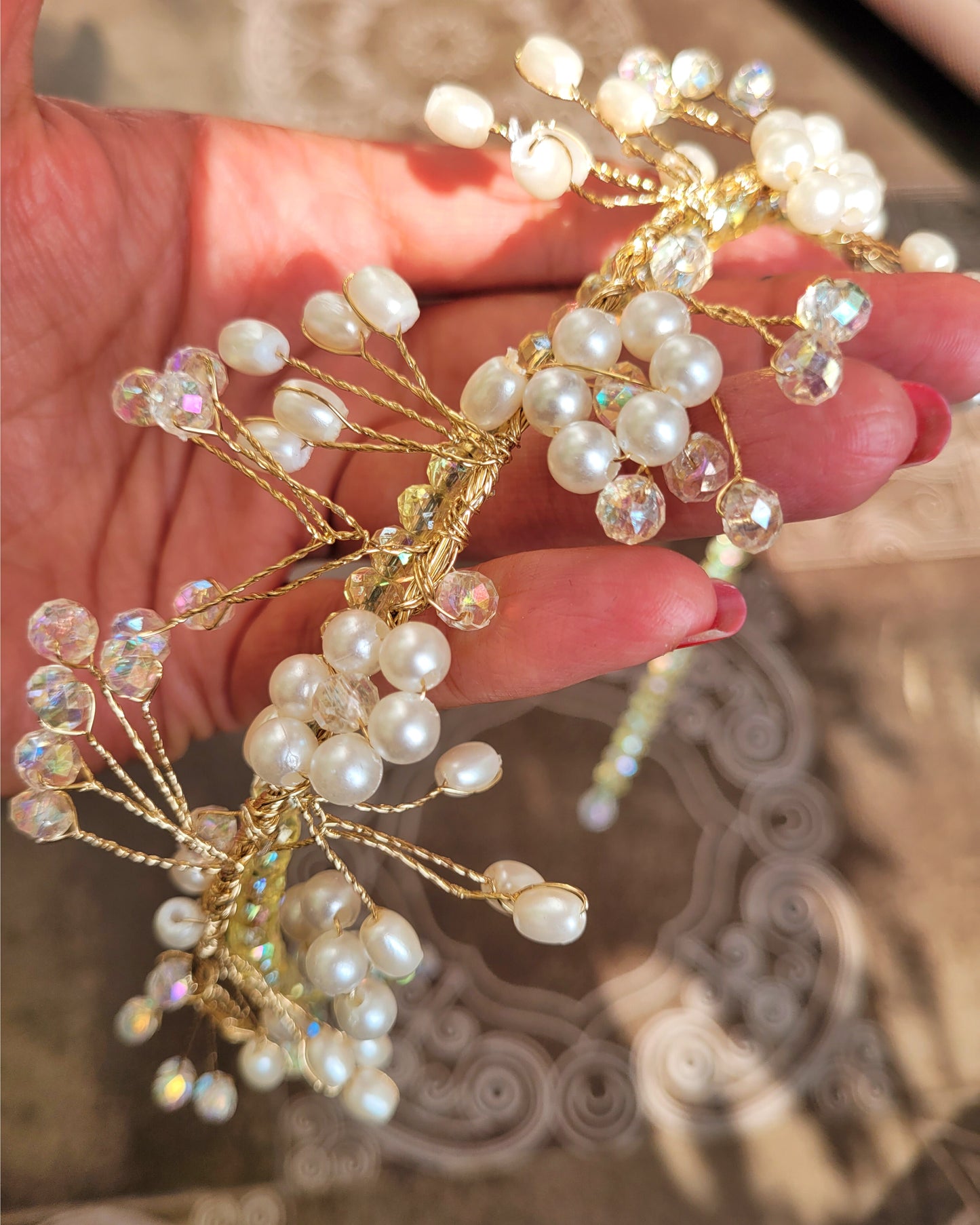 Pearl & Crystal Beads 3D Hair Band (Pack of 1) - HB01280