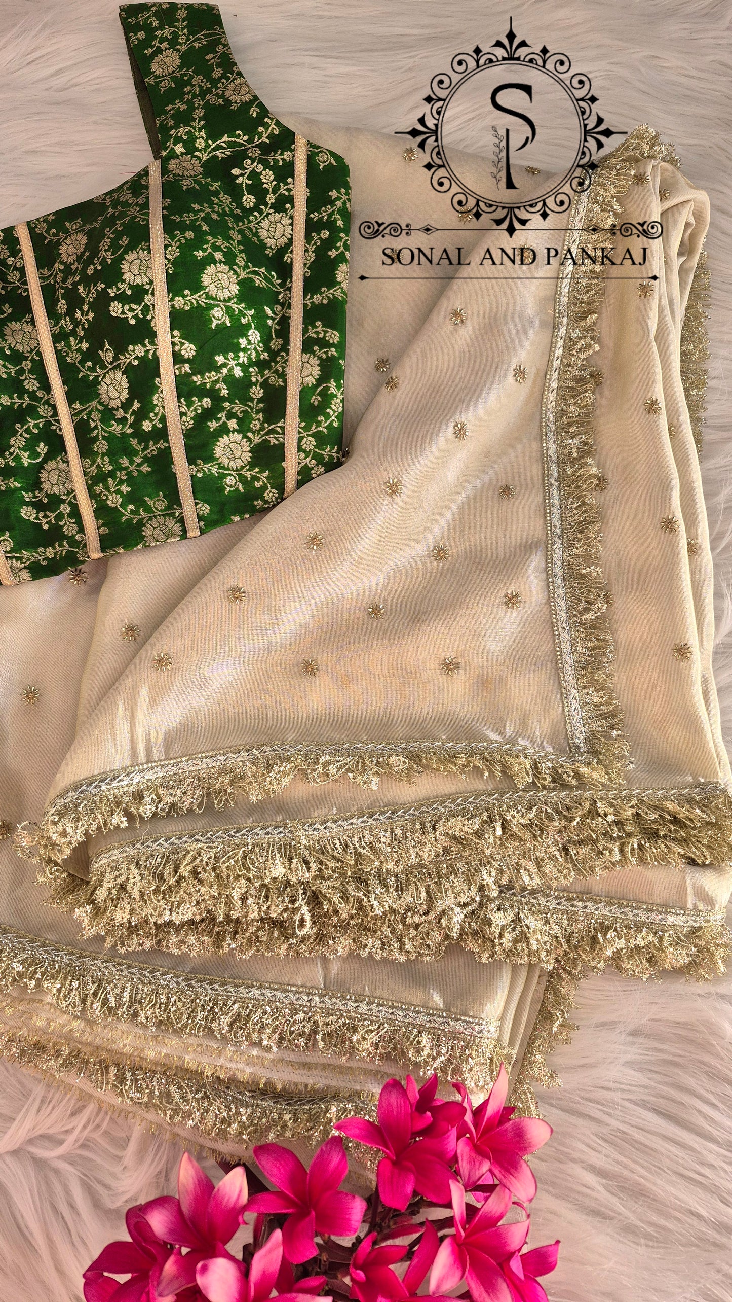 Chandani Corset Glam - Olive Green Corset Blouse & Designer Saree - SA01629