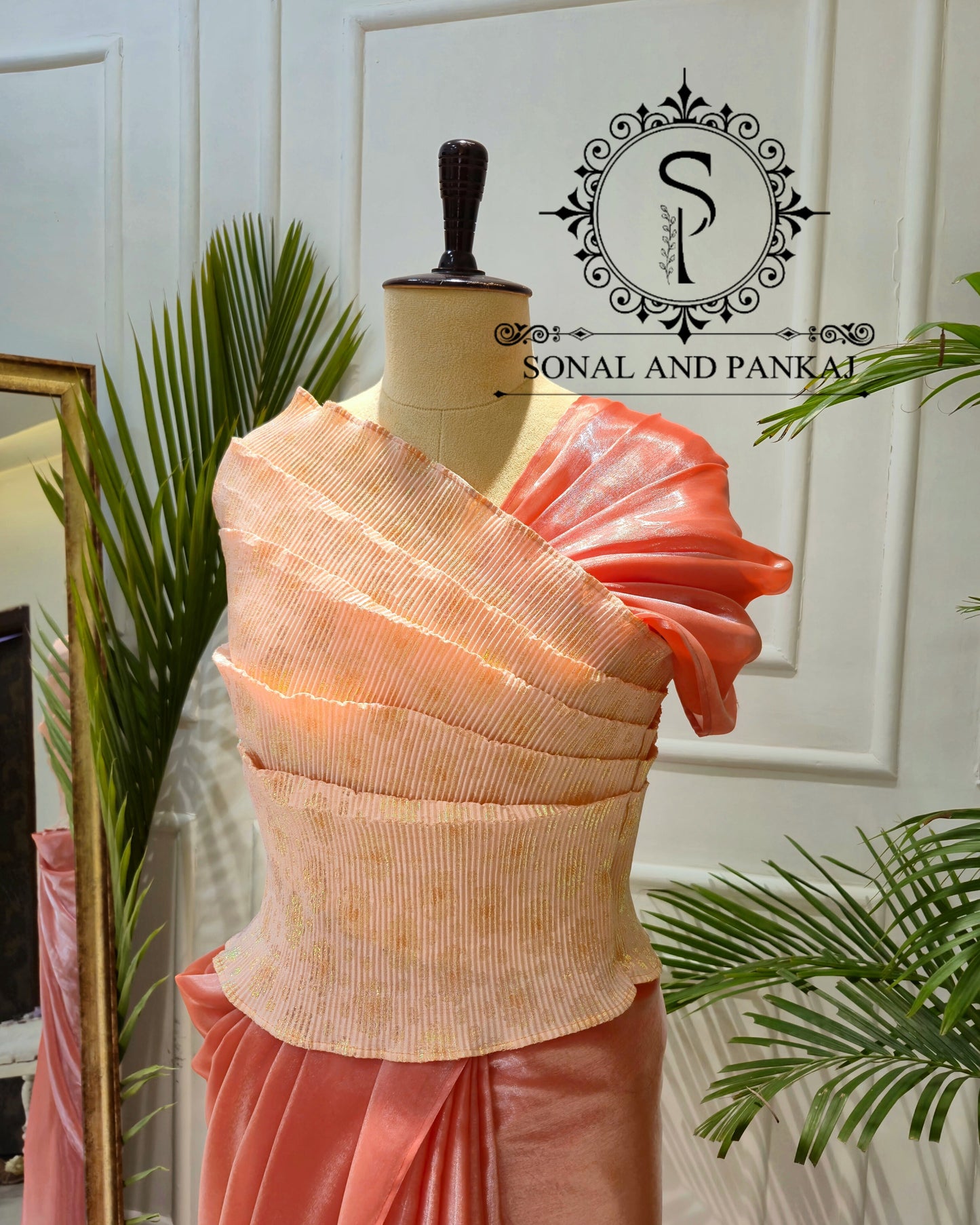 Desi Girl Vibe - Sun Kissed Peach Stretchable Top - SA01638 (Without Saree)