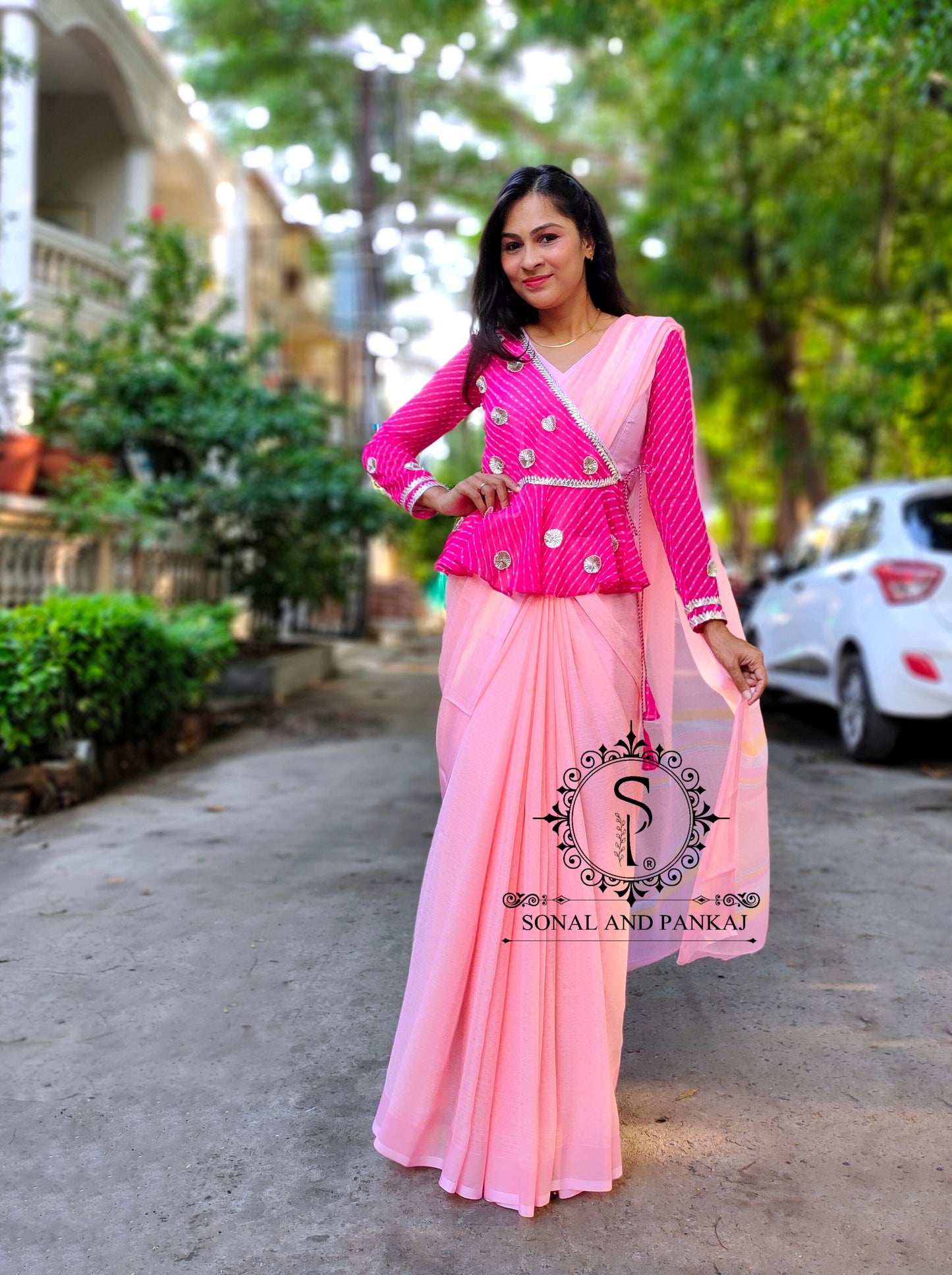 Mothra Peplum Jacket Style Blouse With Saree - SA00539
