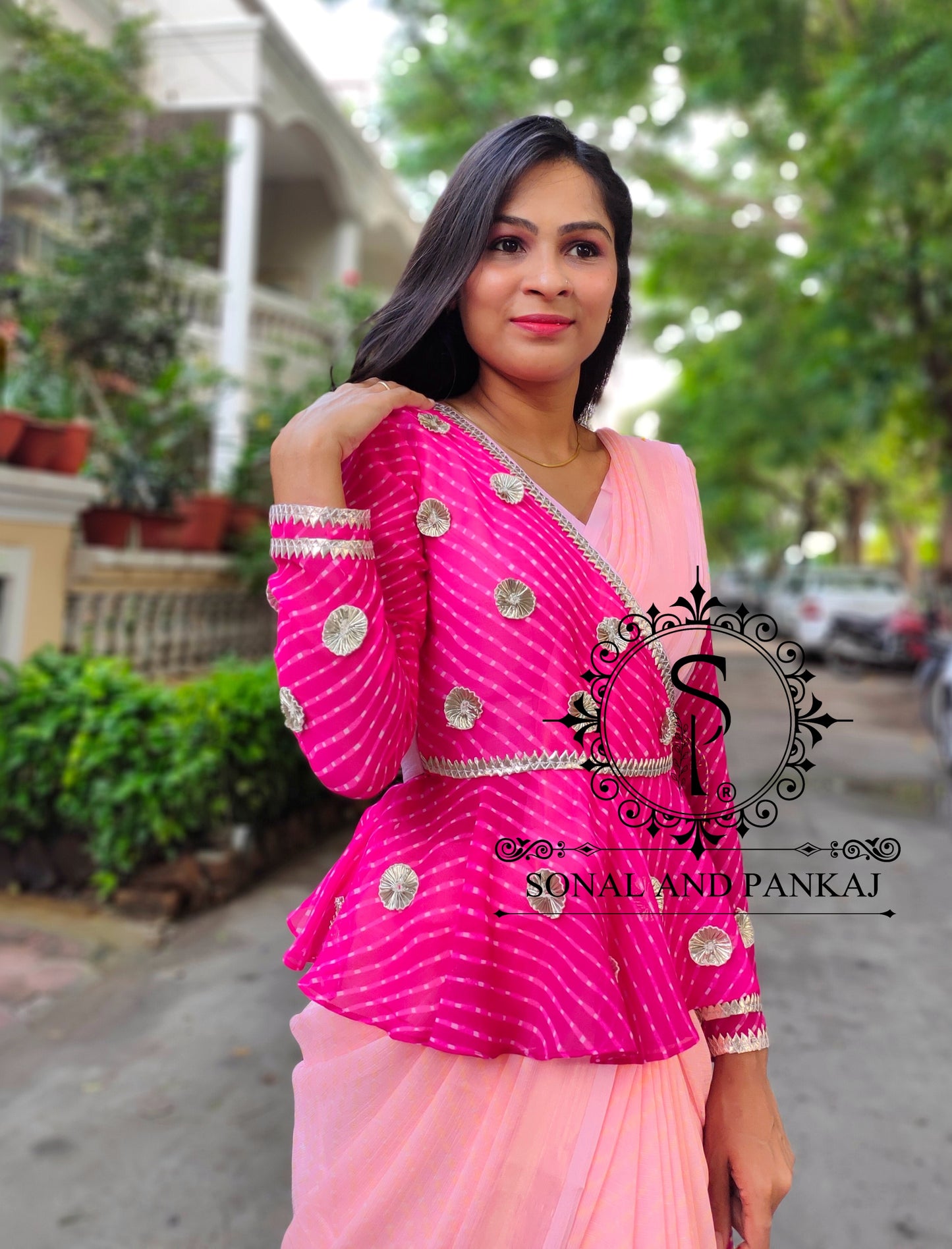 Mothra Peplum Jacket Style Blouse With Saree - SA00539