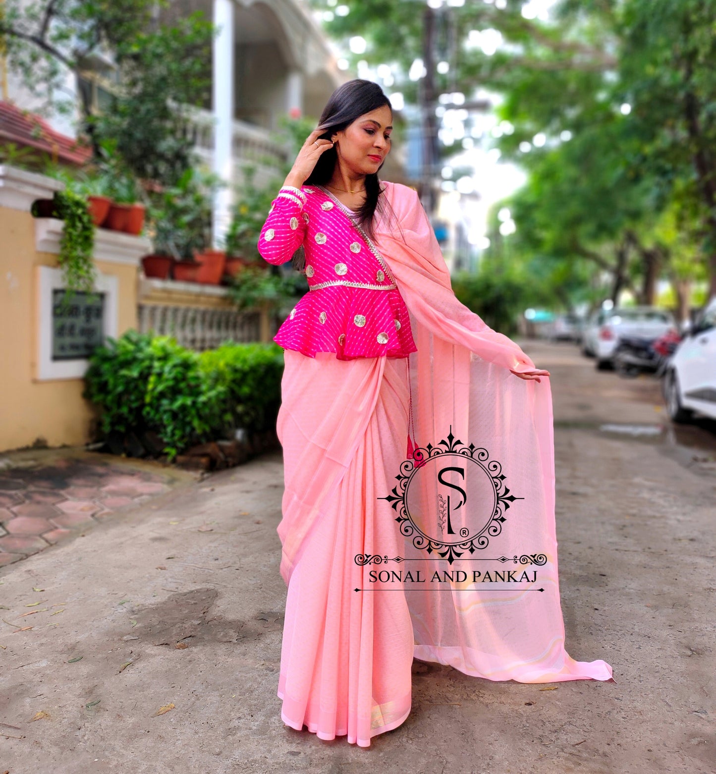 Mothra Peplum Jacket Style Blouse With Saree - SA00539