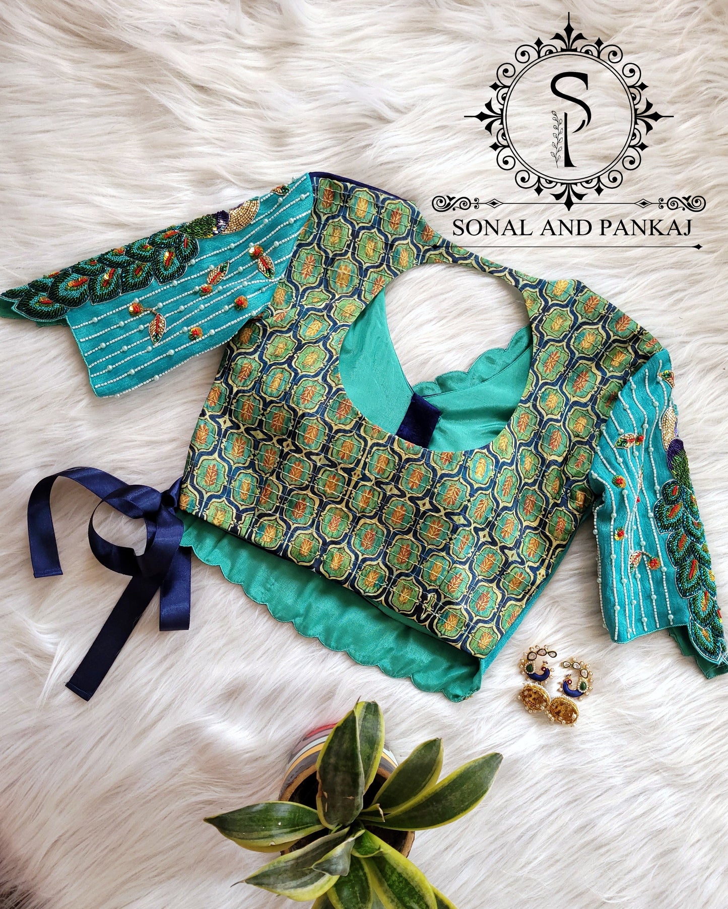 Peacock Hand Embroidered Blouse - BL01138