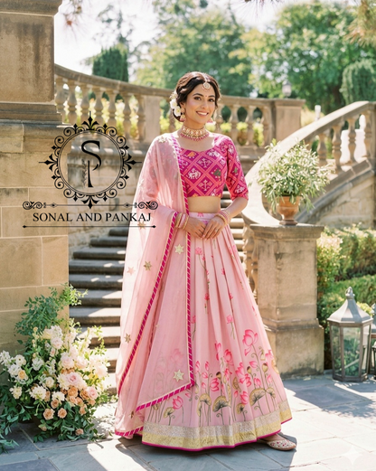 Lotus Whispers - Peach Pichwai Ensemble - LH01677