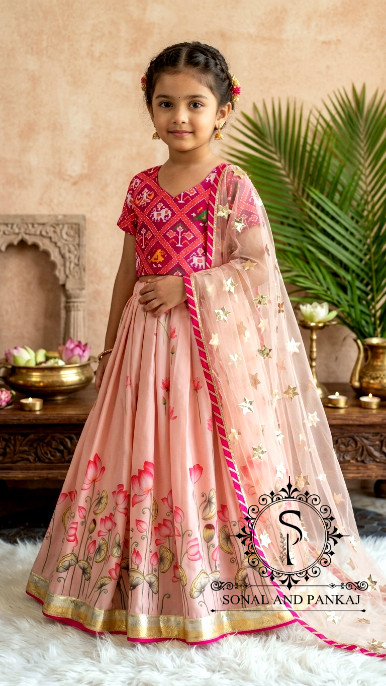 Rajkumari - Peach Pichwai Ensemble by Sonal and Pankaj - KD01678