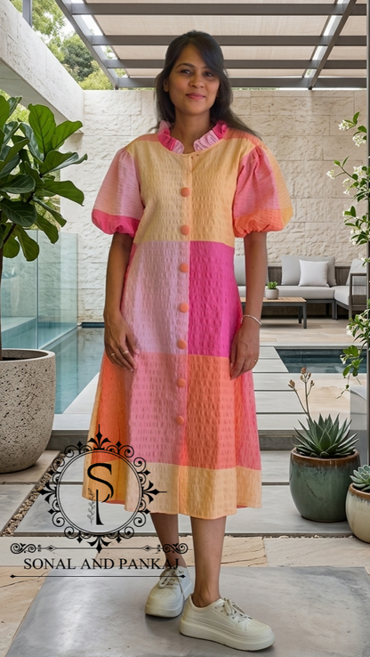 Caftan bleu à imprimé floral - RW01098