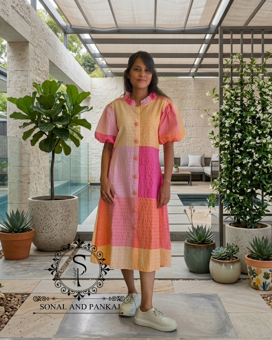 Caftan bleu à imprimé floral - RW01098