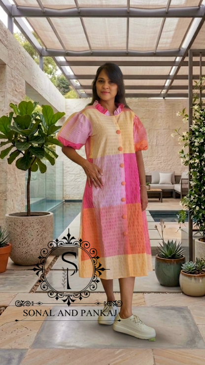 Caftan bleu à imprimé floral - RW01098
