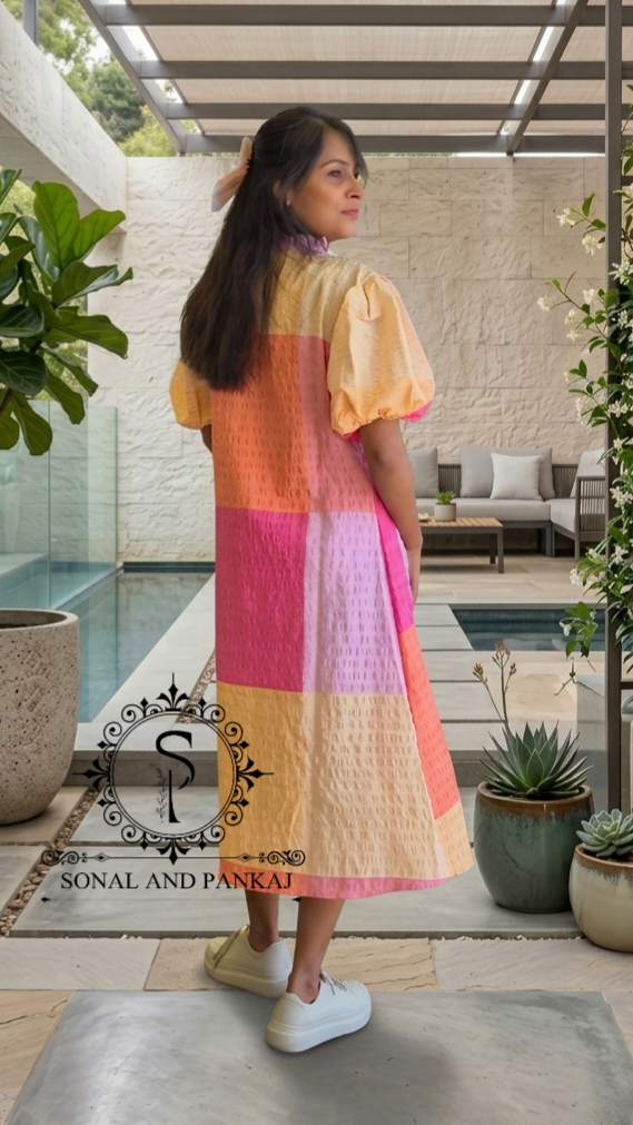 Caftan bleu à imprimé floral - RW01098