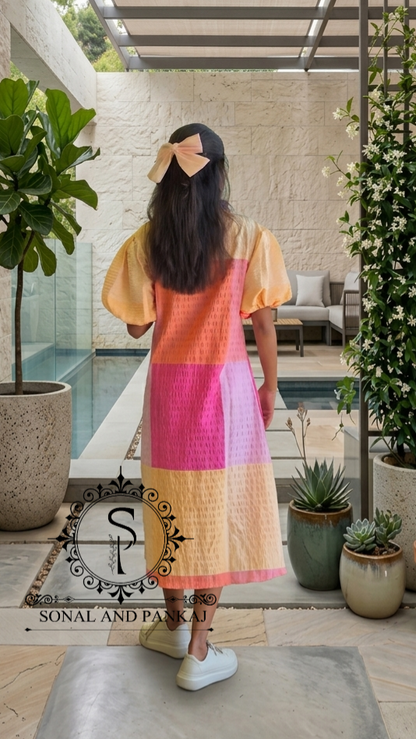 Caftan bleu à imprimé floral - RW01098