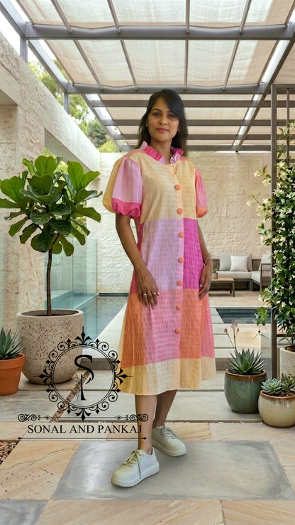 Caftan bleu à imprimé floral - RW01098