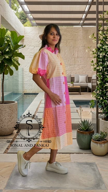 Caftan bleu à imprimé floral - RW01098